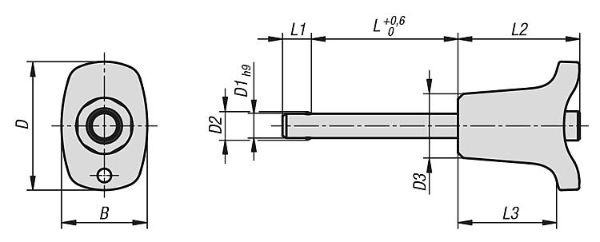 Kipp K0792  Self Locking Quick Release Ball Locking Pins 6mm Pin 25mm Clamping,  technical drawing