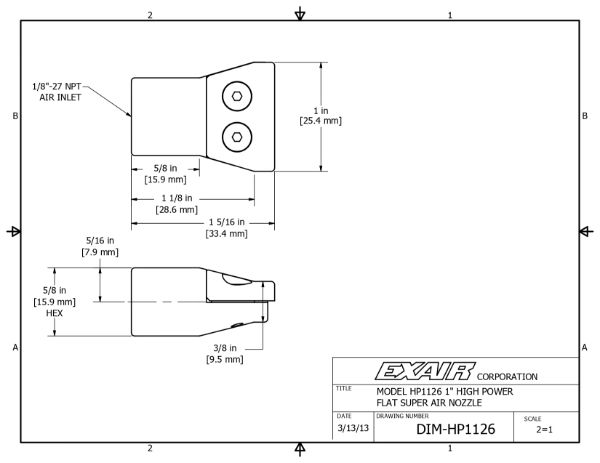 1 Inch Flat High Power, Super Air nozzle, 1/8 NPTF