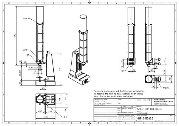 Pneumatic Press 17KN 100mm Stroke Dimension B 60-285mm